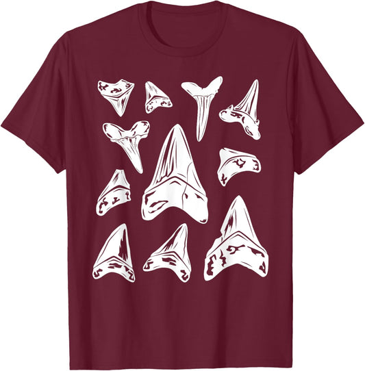 Best Shark Teeth Design Women Shark Teeth Hunting T-Shirt - T-Shirt | Maroon