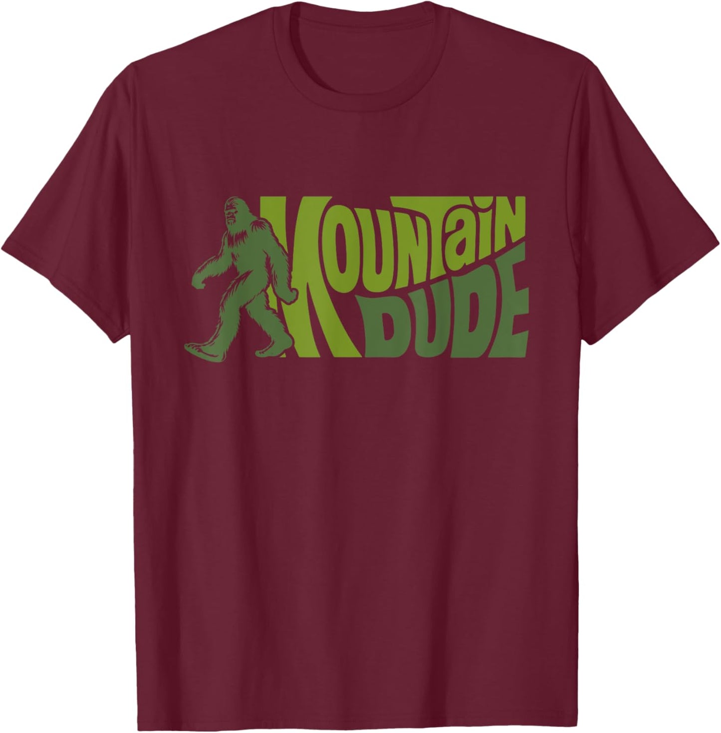 Mountain Dudes Bigfoot Sasquatch Rock On Hiking Outdoor T-Shirt - T-Shirt | Maroon