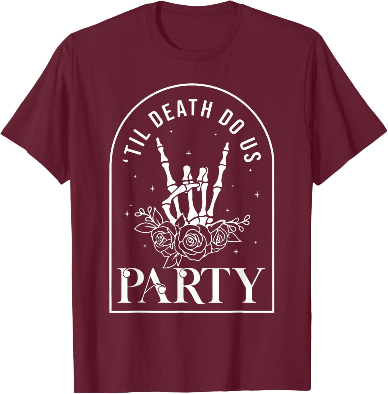 Til Death Do Us Party Retro Halloween Bachelorette Matching T-Shirt - T-Shirt | Maroon