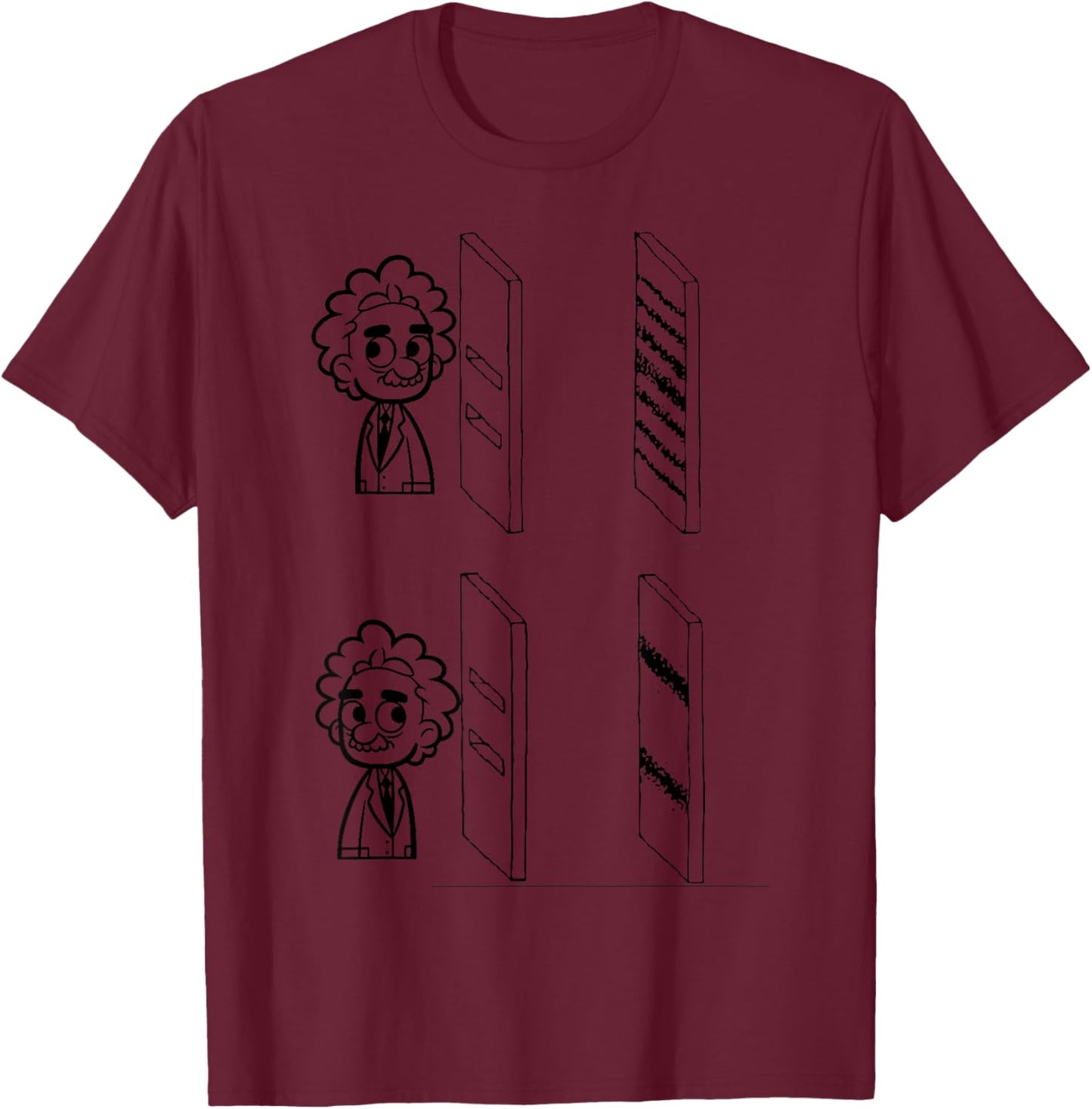 Quantum Threads: Double Slit Experiment Design - -Adults, Blue, Small, Short Sleeve T-Shirt - T-Shirt | Maroon