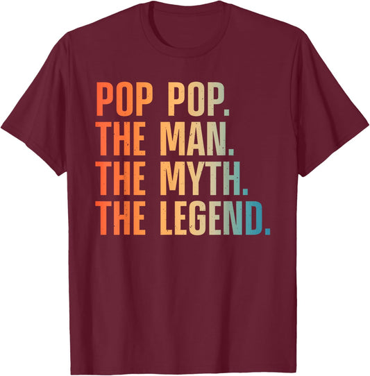 Pop Pop Art For Grandpa Grandfather From Grandkids Pop Pop T-Shirt - T-Shirt | Maroon