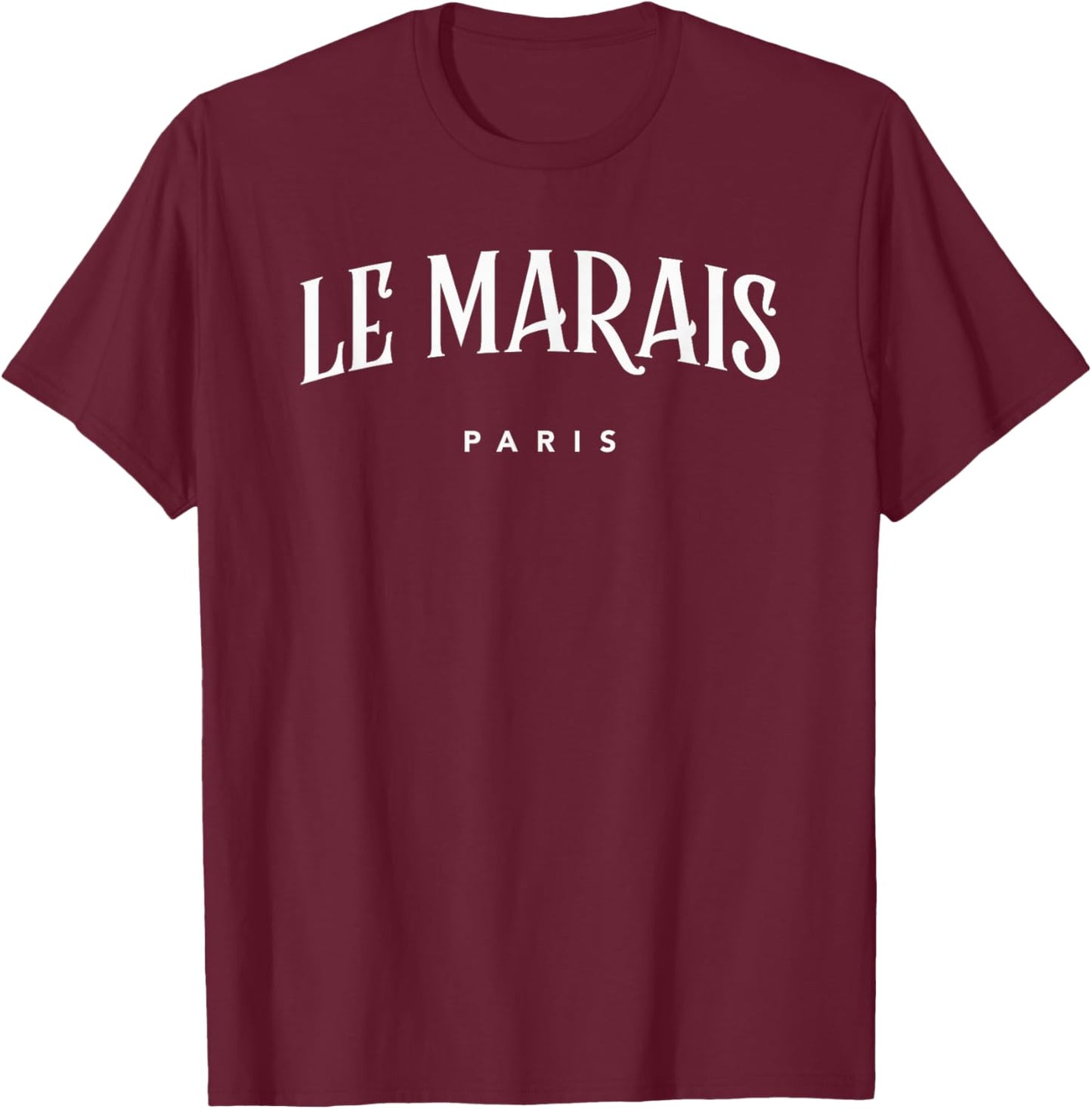 Le Marais Paris Classic Lettering T-Shirt - T-Shirt | Maroon
