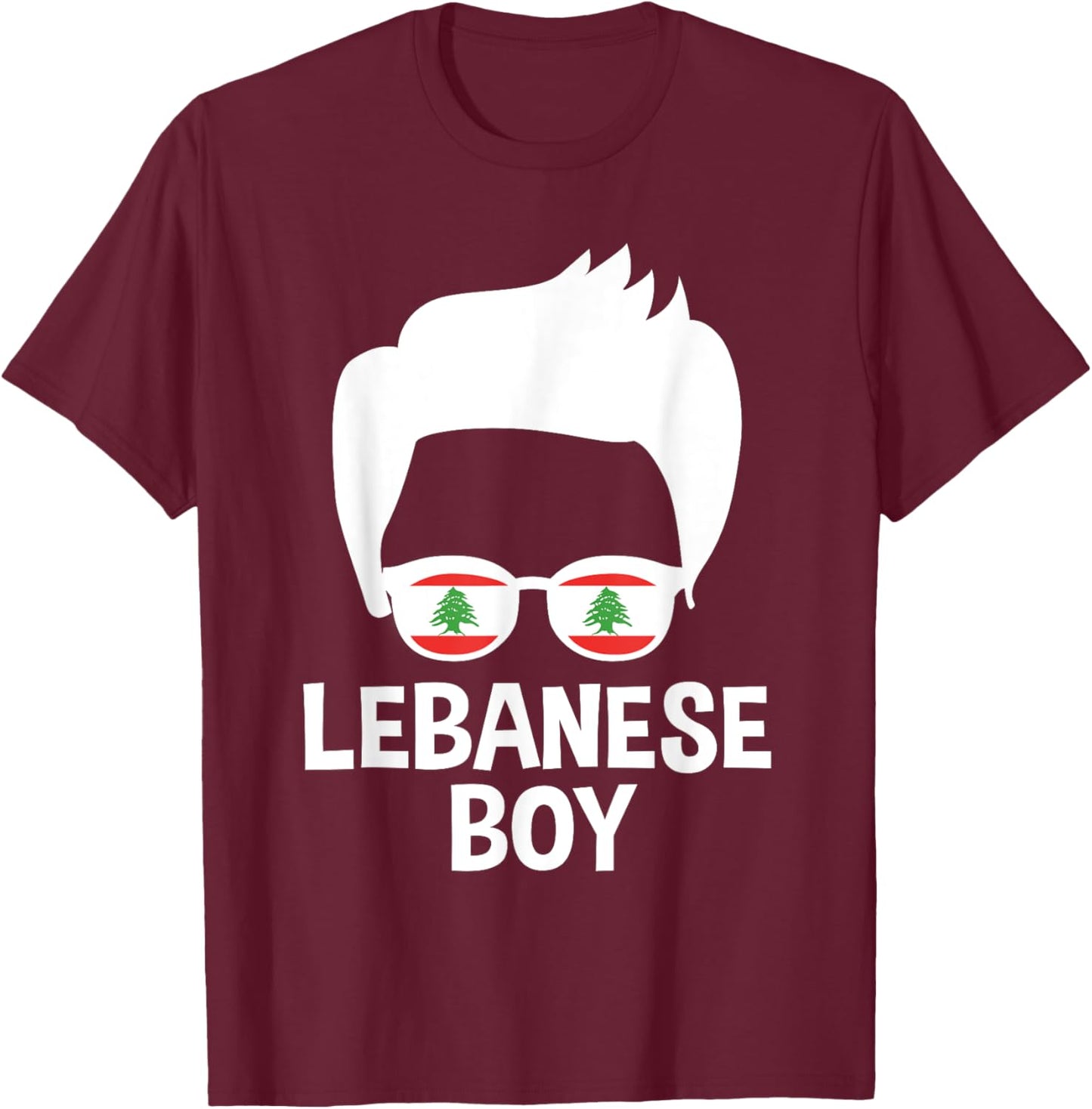 Lebanese Boy Messy Hair Lebanon Pride Lebanese Boys T-Shirt - T-Shirt | Maroon