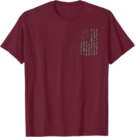 Camouflage American Flag Distressed Camo Front and Back T-Shirt - T-Shirt | Maroon