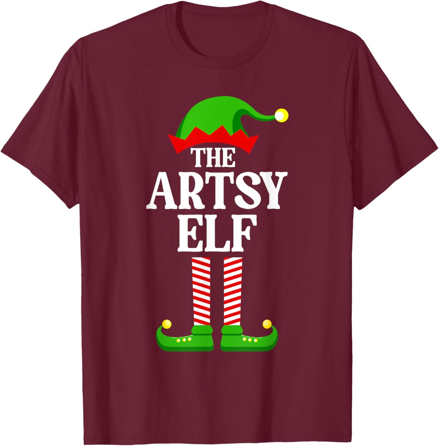 Artsy Elf Family Matching Group Funny Christmas T-Shirt - T-Shirt | Maroon