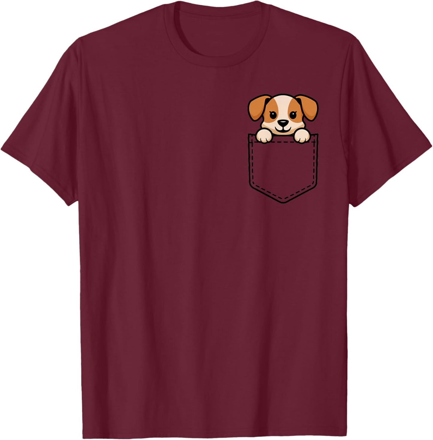 Boys Girls Toddler Cute Zoo Animal Puppy in Pocket for Kids T-Shirt - T-Shirt | Maroon