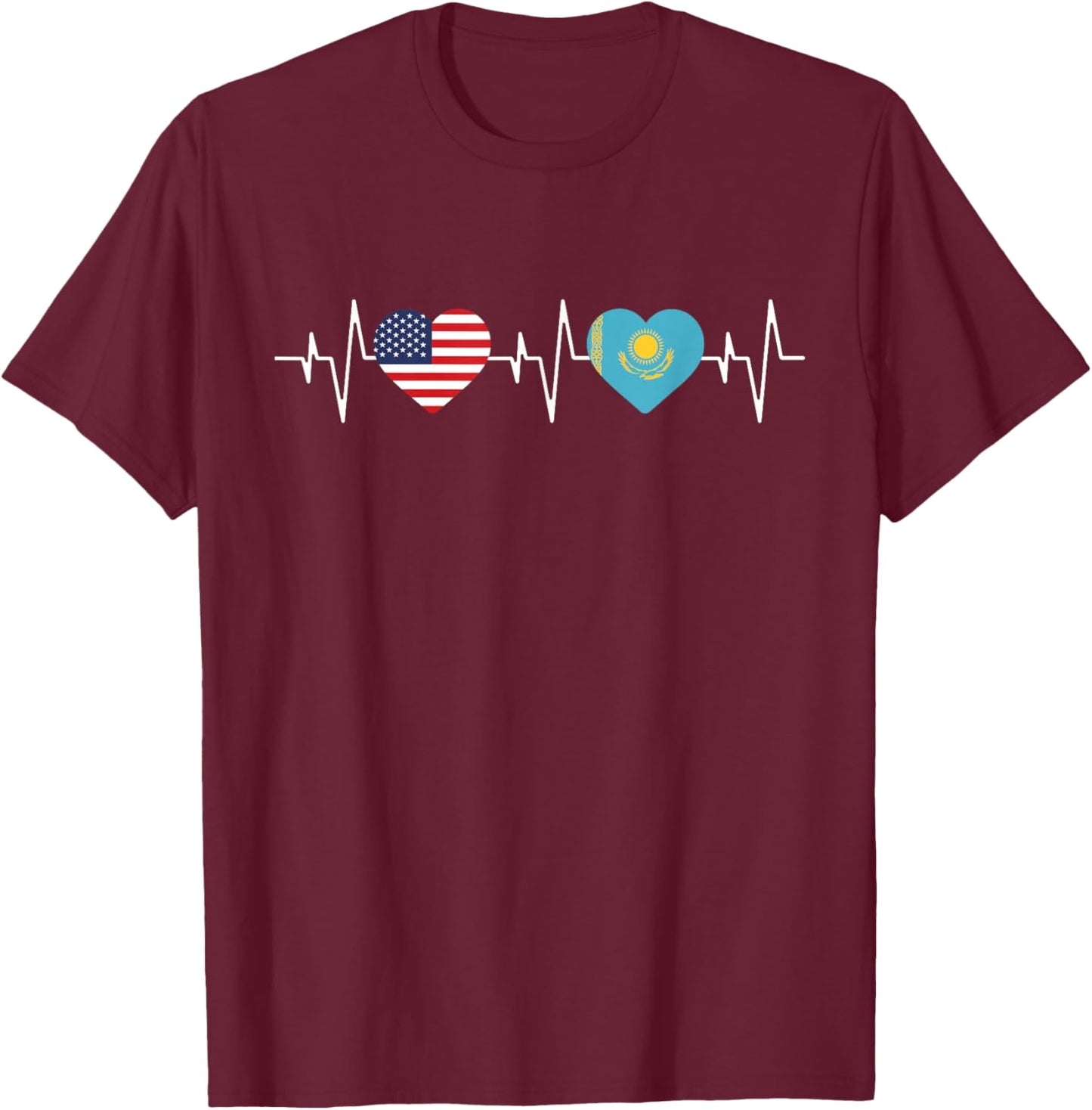 Kazakh heritage USA Kazakhstan American Flag Kazakh Flag T-Shirt - T-Shirt | Maroon