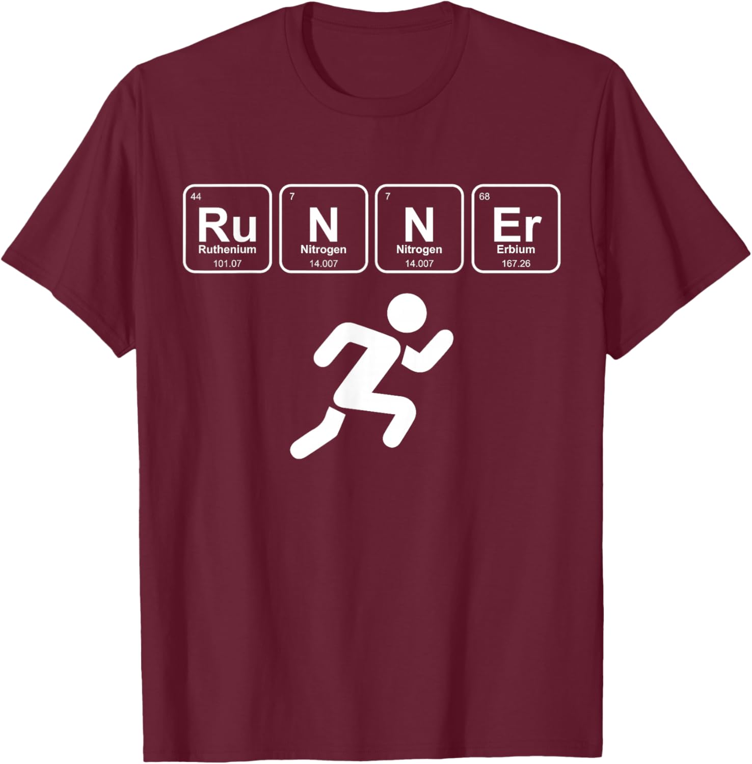 Runner Periodic Table Funny Running Marathon Lovers Outfit T-Shirt - T-Shirt | Maroon