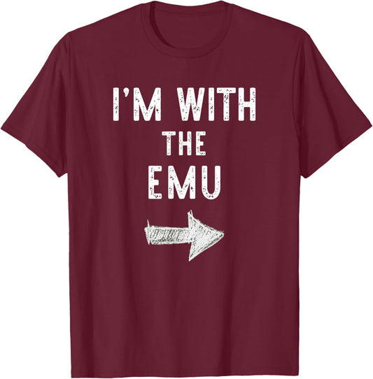 I'm With The Emu Costume Halloween Matching Couple T-Shirt - T-Shirt | Maroon