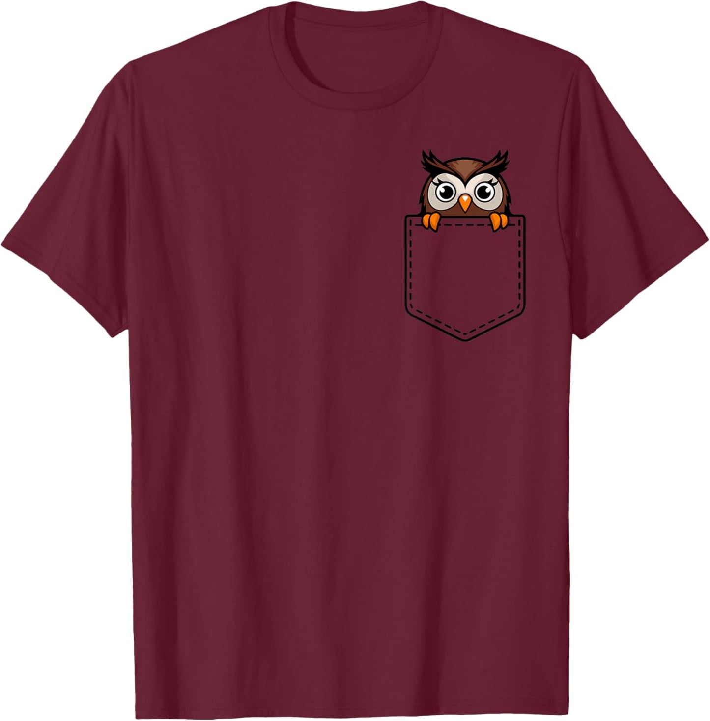 Boys Girls Toddler Cute Zoo Animal Adorable Owl Pocket Kids T-Shirt - T-Shirt | Maroon