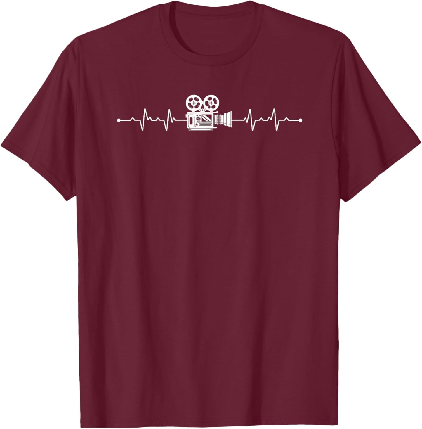Videography Funny Heartbeat Cinematographer Filmmaking T-Shirt - T-Shirt | Maroon