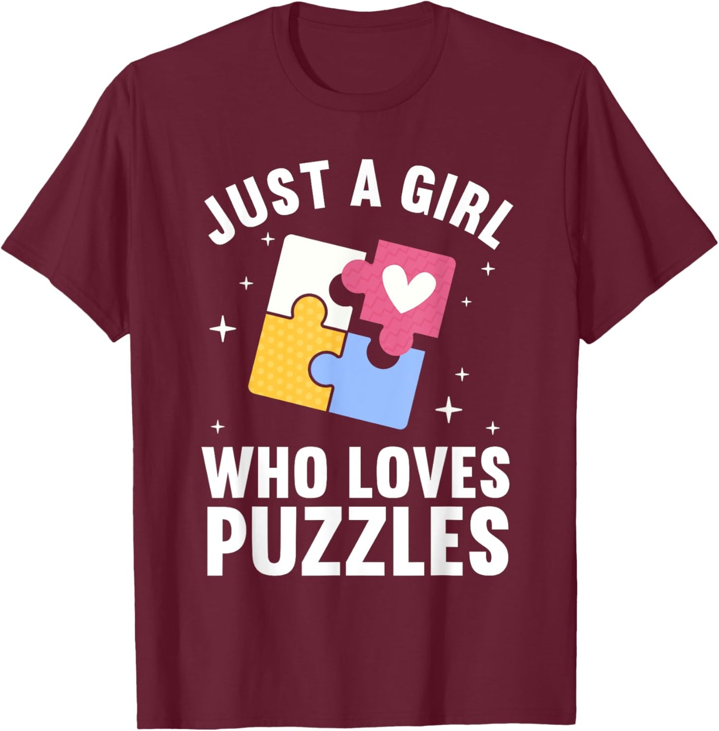 Cool Puzzle Design Girls Jigsaw Lover Puzzle Piece T-Shirt - T-Shirt | Maroon