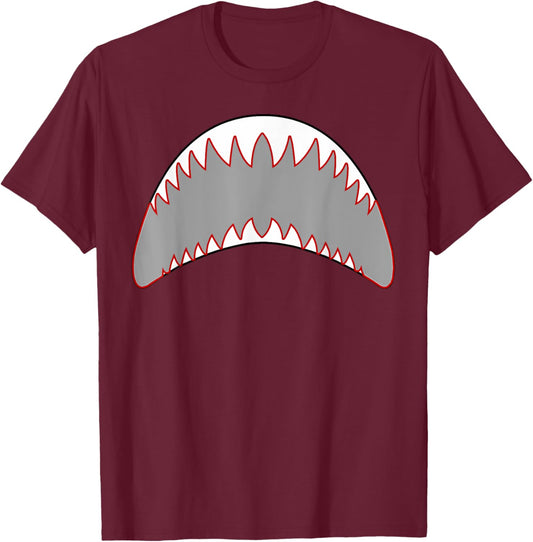 Shark Mouth Jaw Lazy Easy Costume For Halloween Party T-Shirt - T-Shirt | Maroon