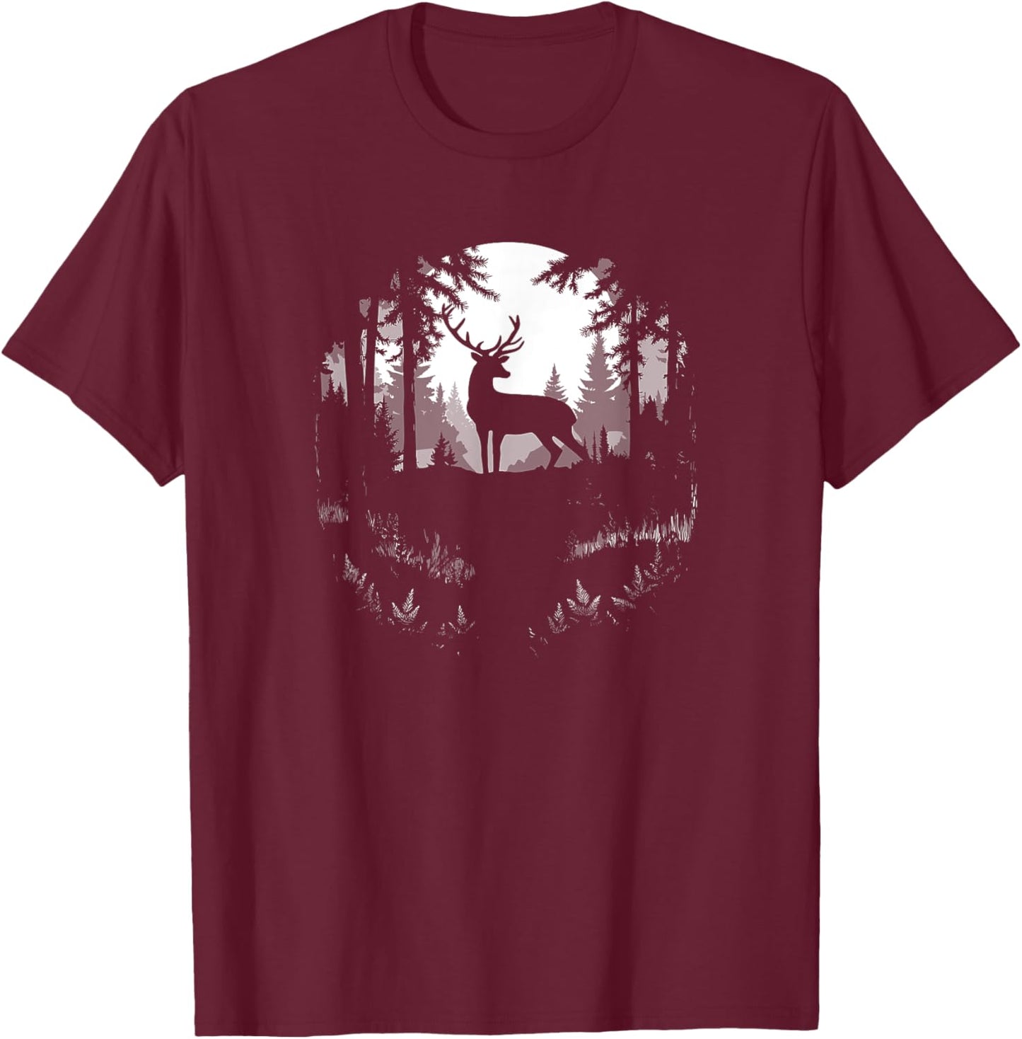 Deer Forest Wildlife Men T-Shirt - T-Shirt | Maroon
