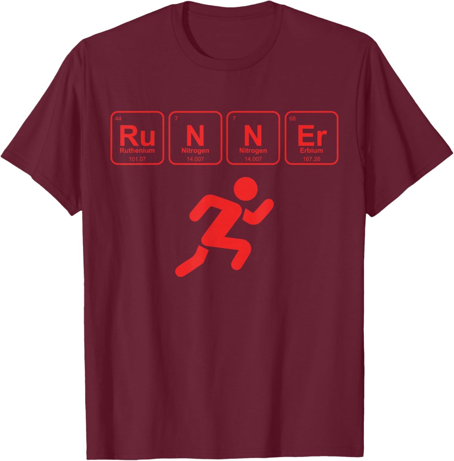 Runner Periodic Table Funny Running Marathon Lovers Outfit T-Shirt - T-Shirt | Maroon