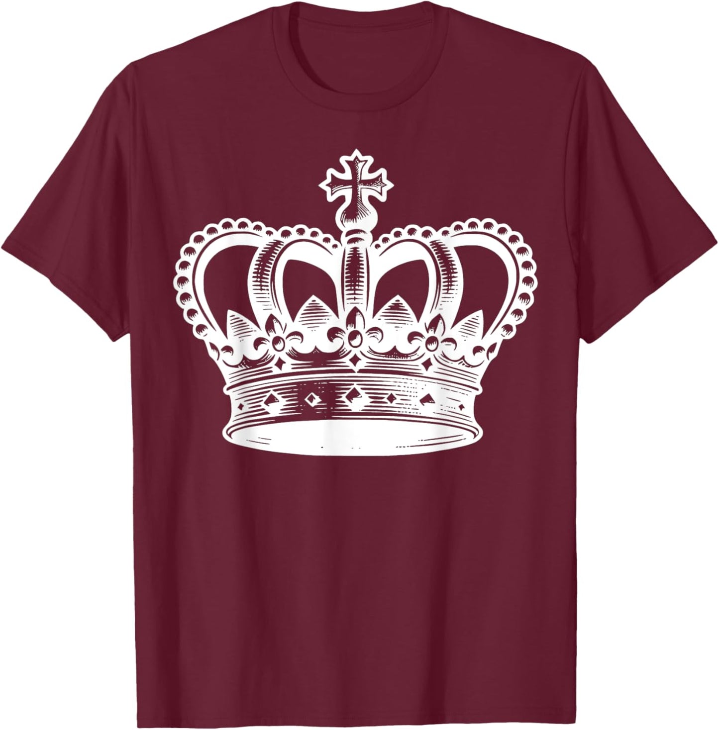 Elegant Royal Crown Illustration For Adults T-Shirt - T-Shirt | Maroon
