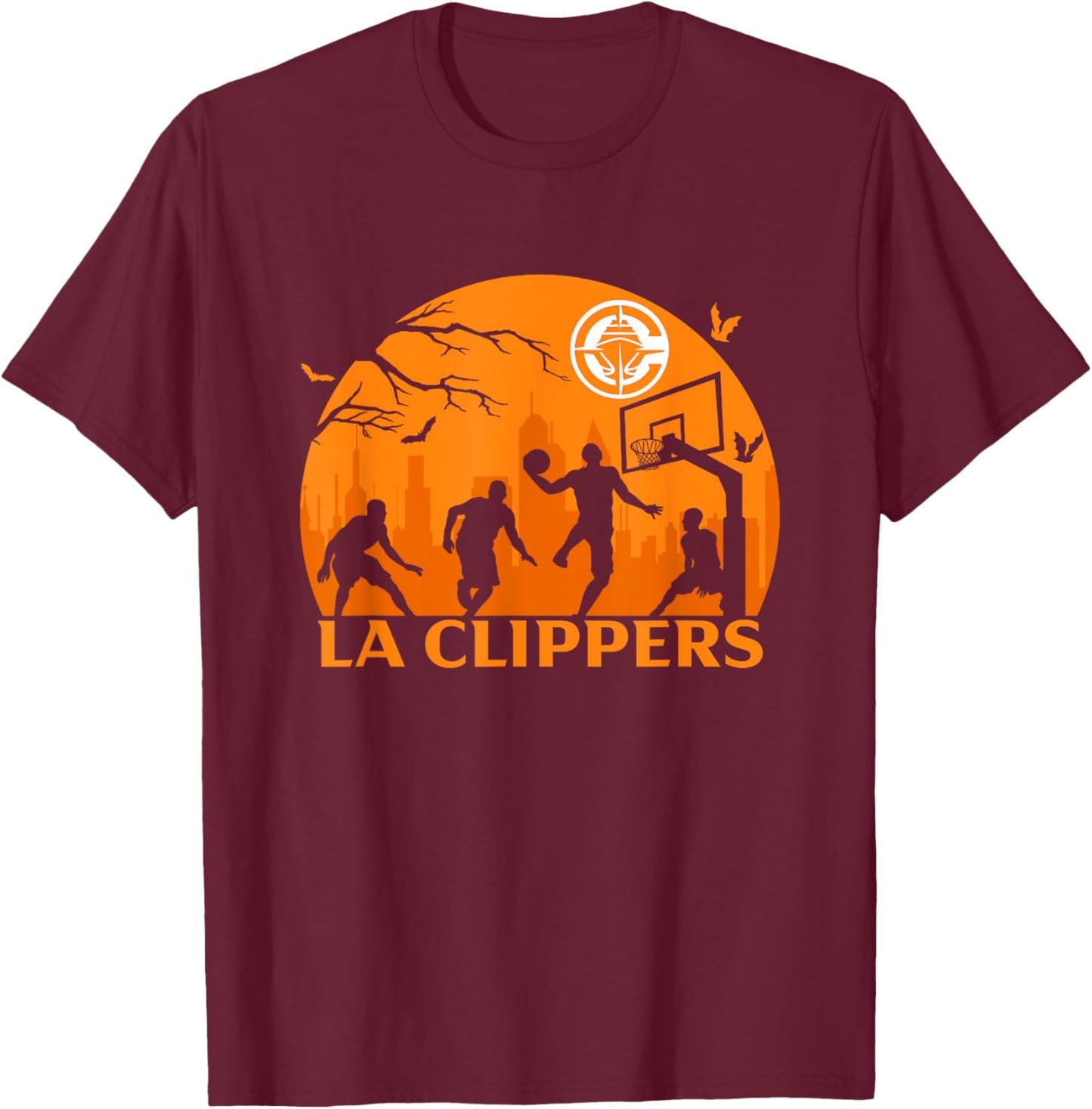 NBA Los Angeles Clippers Halloween Midnight Hoops T-Shirt - T-Shirt | Maroon