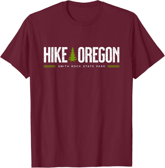 Oregon Smith Rock State Park Hike Tree Retro Graphic T-Shirt - T-Shirt | Maroon