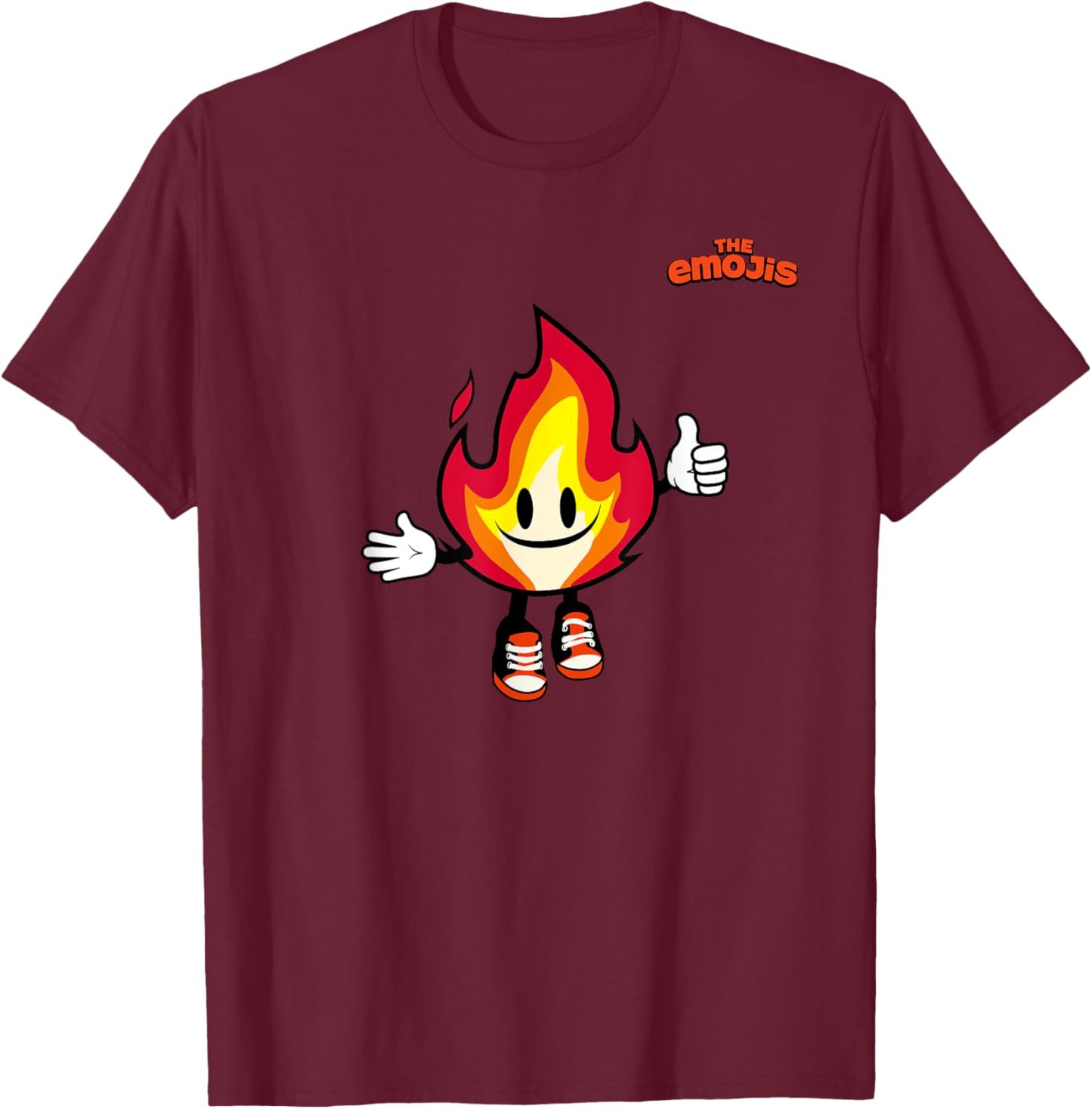 Emoji Nature Fire Flame Thumb Up T-Shirt - T-Shirt | Maroon