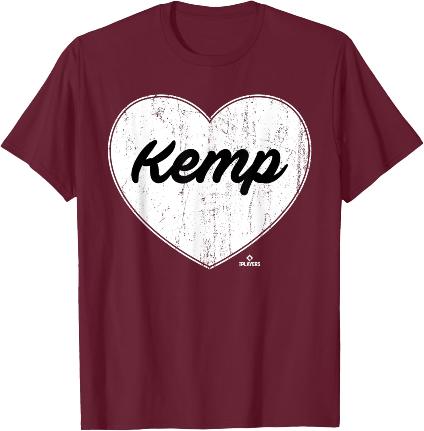 Distressed Heart Otto Kemp Prospect Baseball Fan Gear T-Shirt - T-Shirt | Maroon