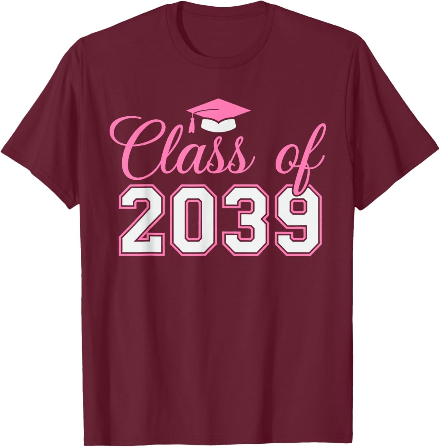 Preschool Class of 2039 Grow With Me Graduation 2039 pink T-Shirt - T-Shirt | Maroon