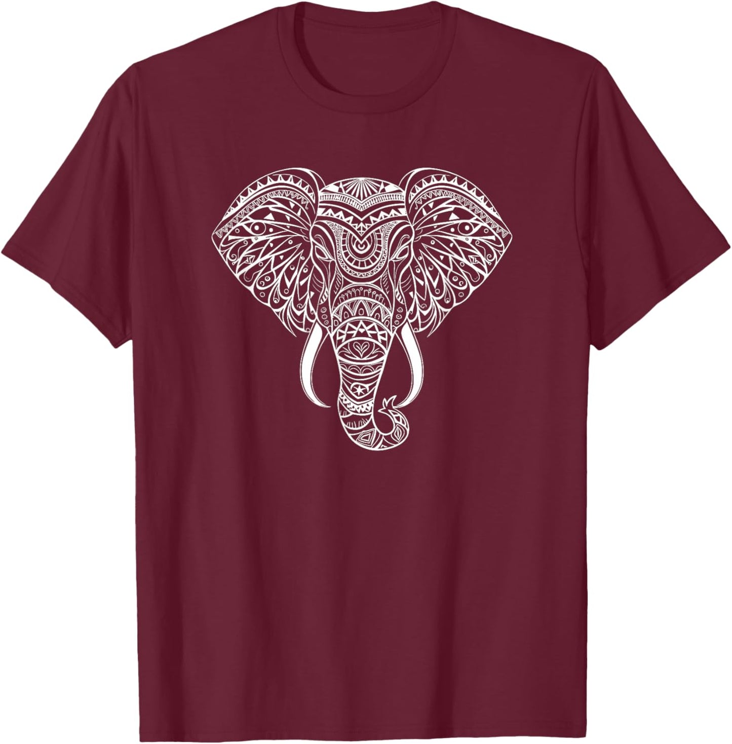 Mandala Art Elephant Elephants T-Shirt - T-Shirt | Maroon