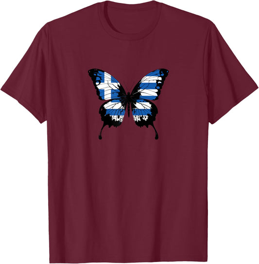 Greece Flag Butterfly Greek Butterflies Flag Wings Flag Art T-Shirt - T-Shirt | Maroon