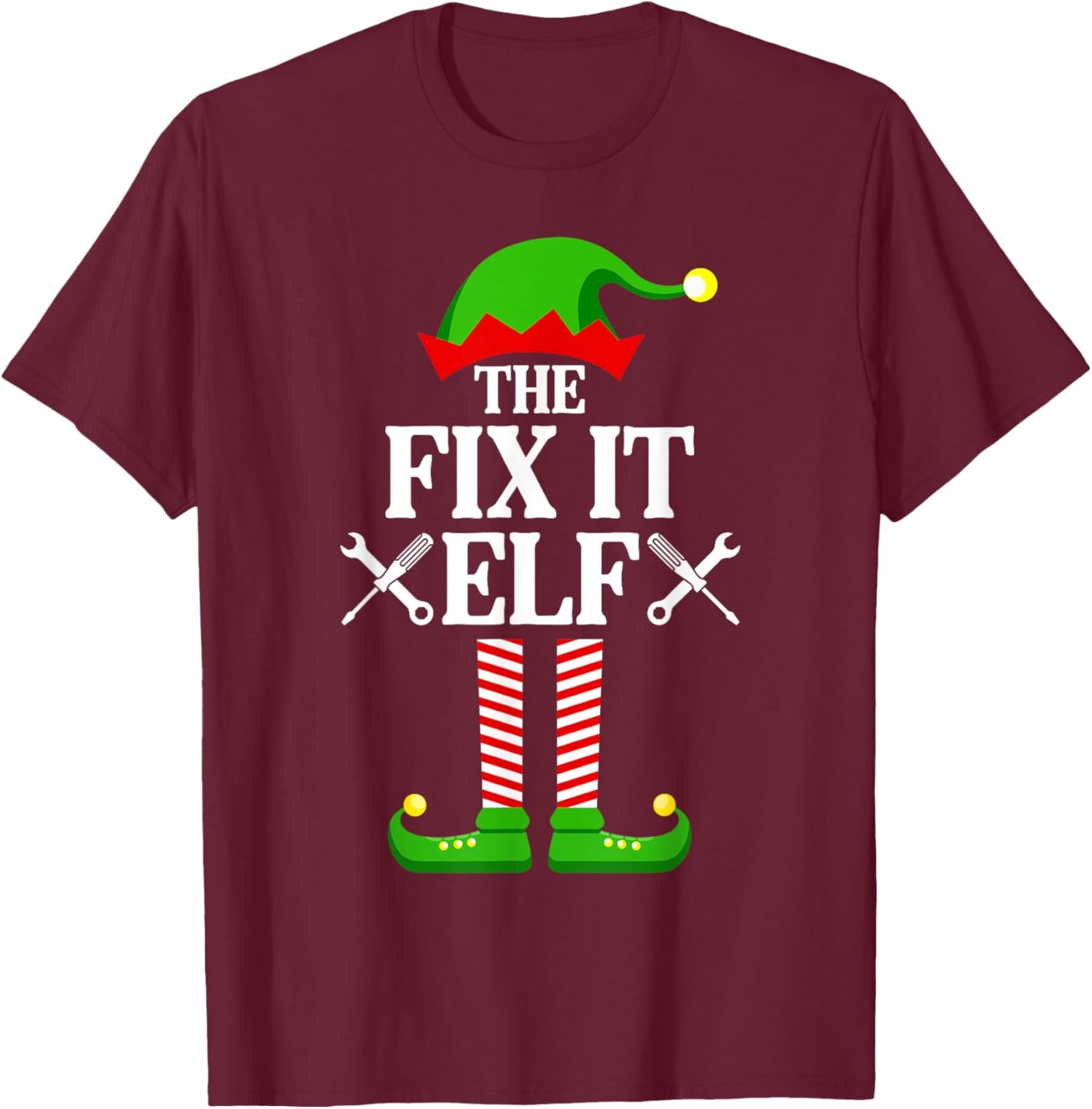 Fix It Elf Family Matching Group Funny Christmas T-Shirt - T-Shirt | Maroon
