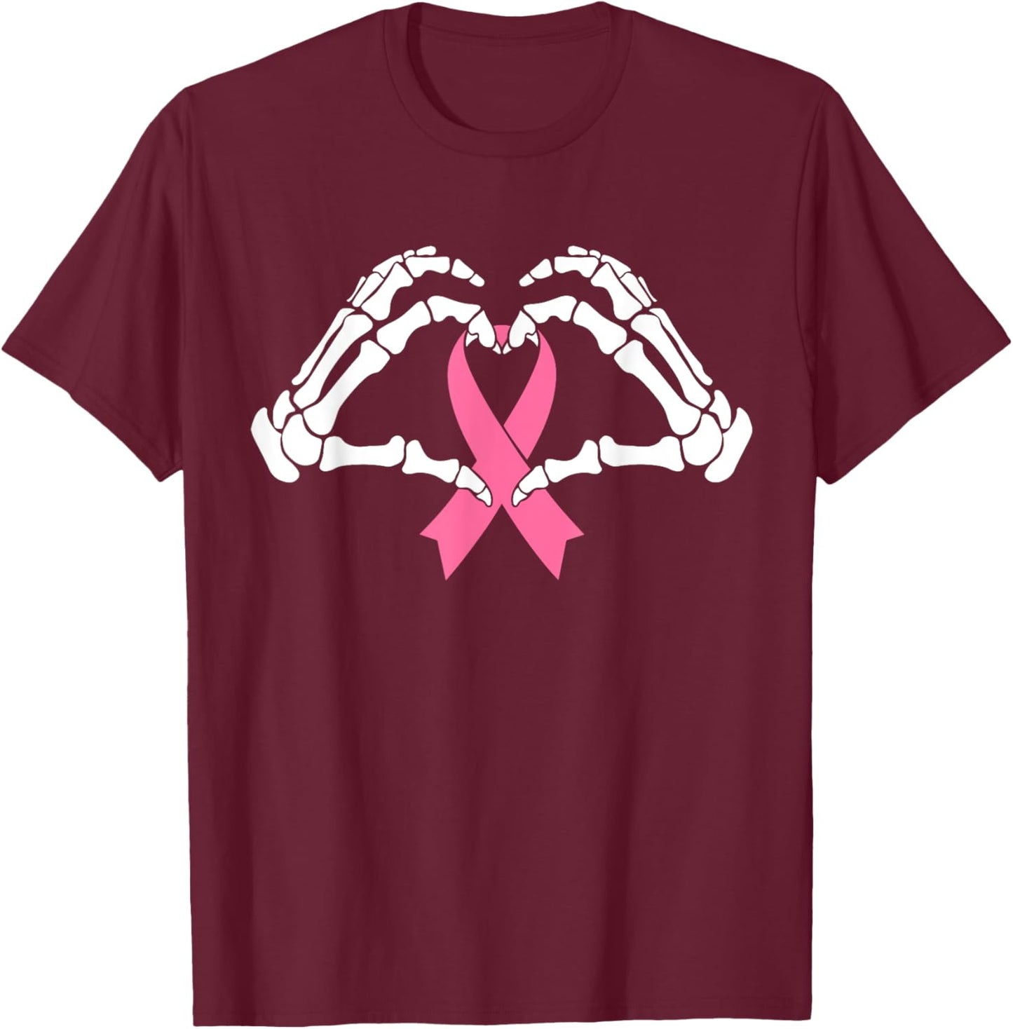 Skeleton Hands Holding Ribbon Halloween Costume Halloween T-Shirt - T-Shirt | Maroon