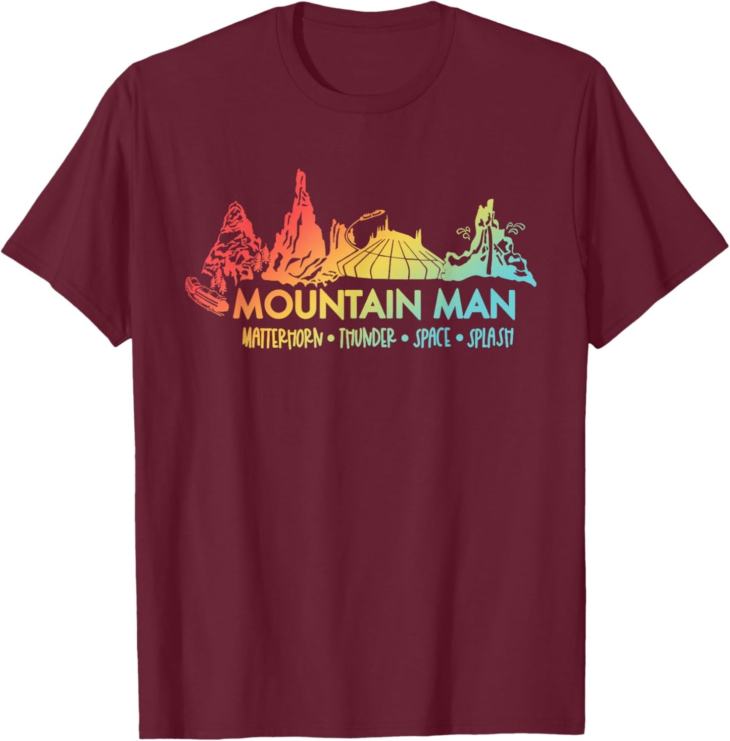 Mountain Man Matterhorn Thunder Space Splash Retro T-Shirt - T-Shirt | Maroon