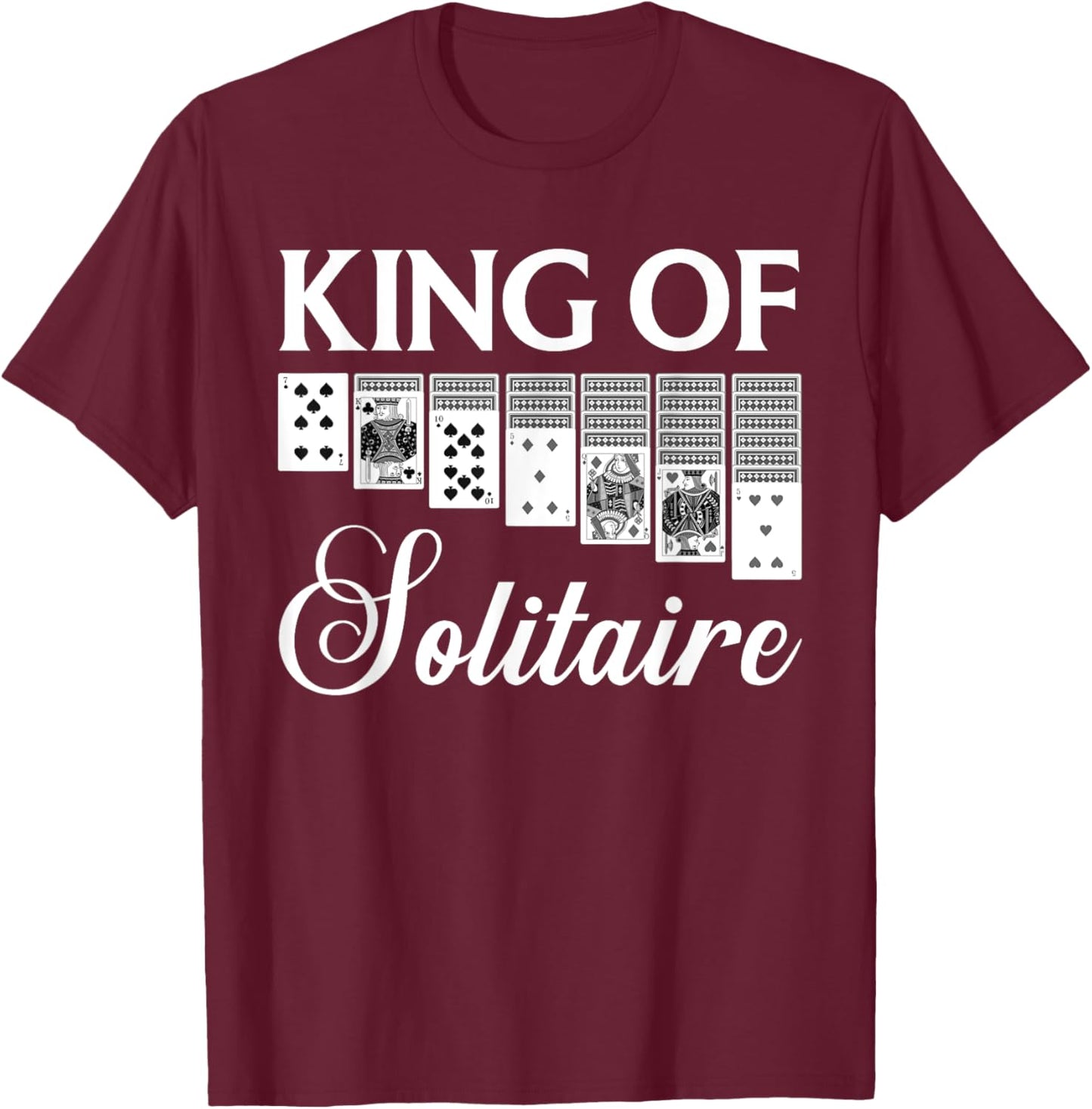 Funny King of Solitaire Art Grandpa Solitaire Player T-Shirt - T-Shirt | Maroon