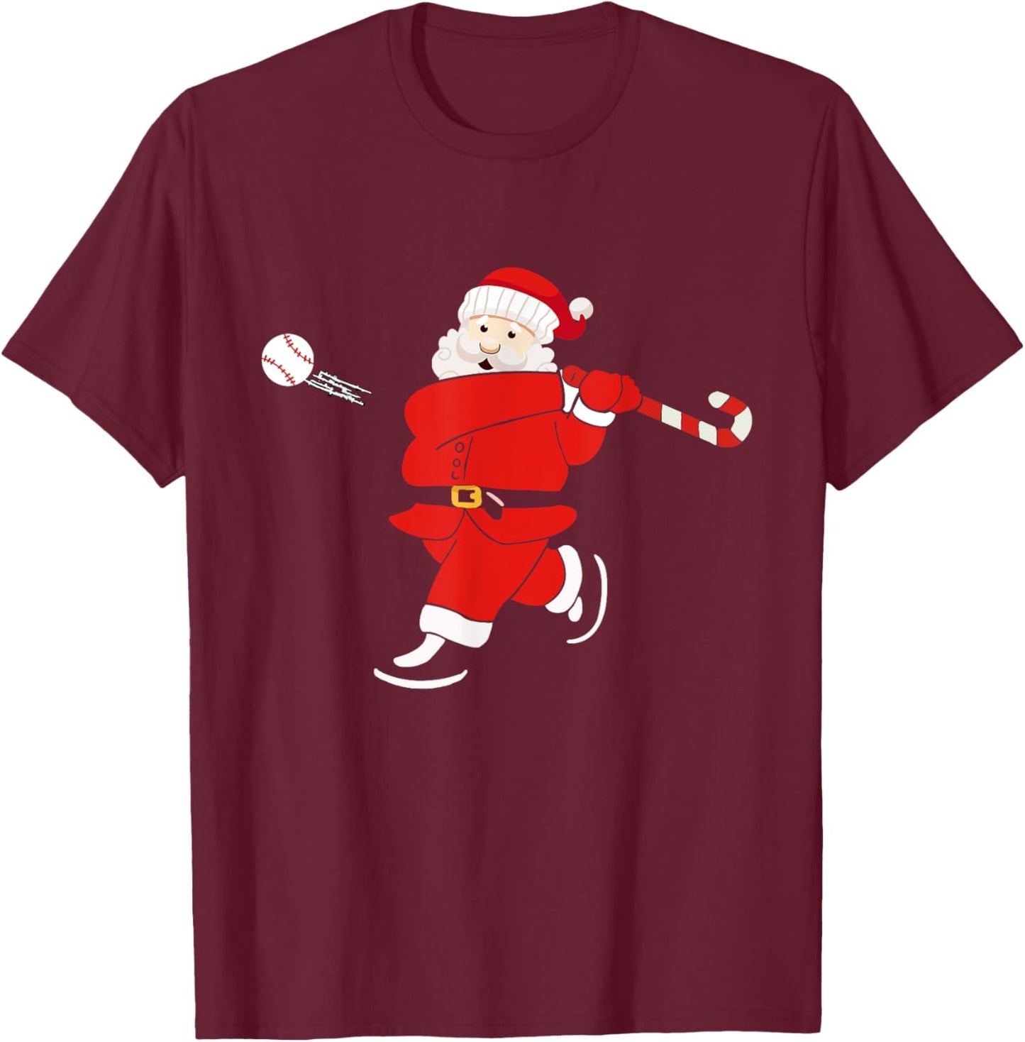 Santa Sports Design Boys Christmas Baseball Player T-Shirt - T-Shirt | Maroon