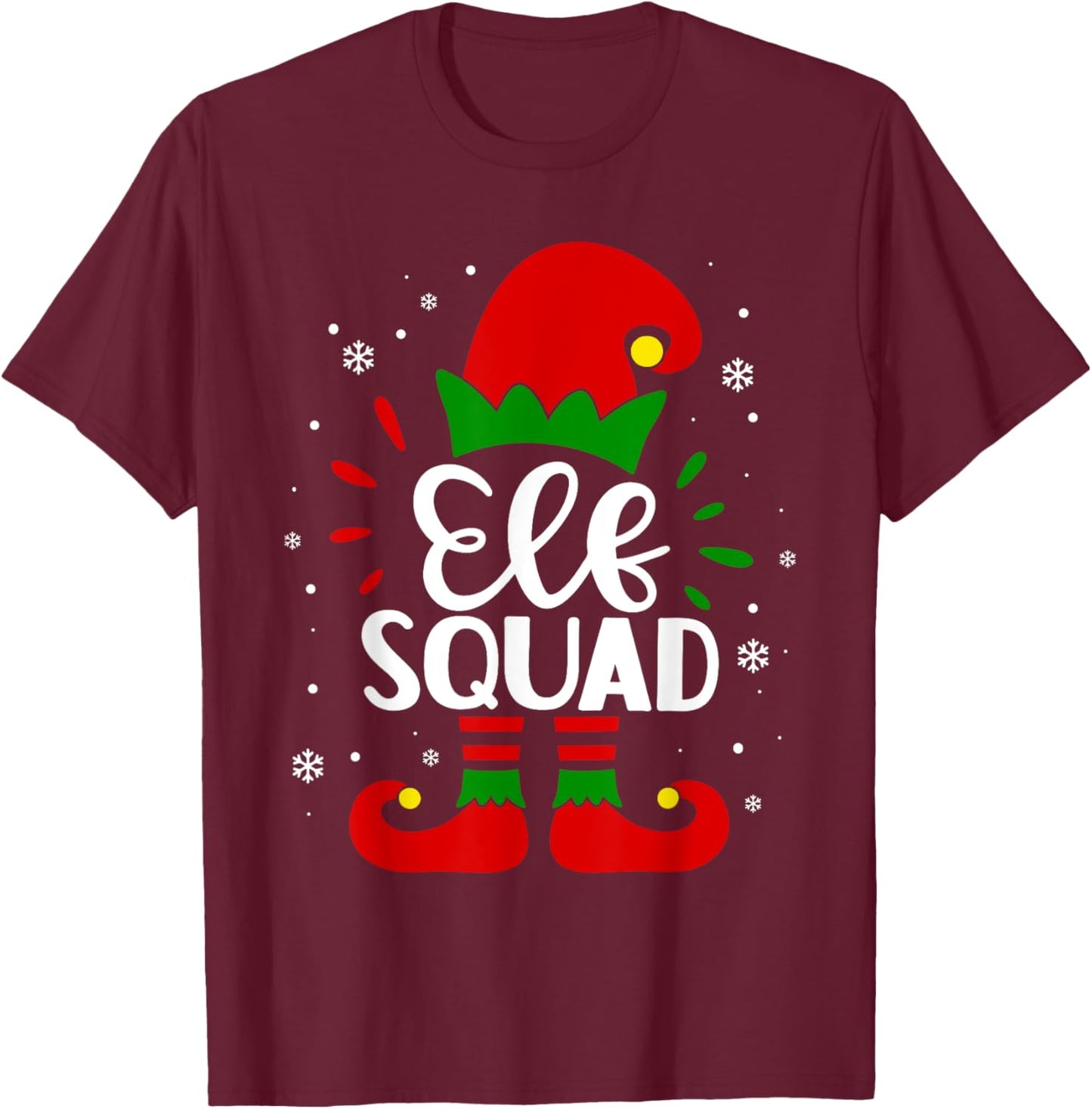 Elf Squad Funny Elf Family Christmas Matching Pajamas Xmas T-Shirt - T-Shirt | Maroon