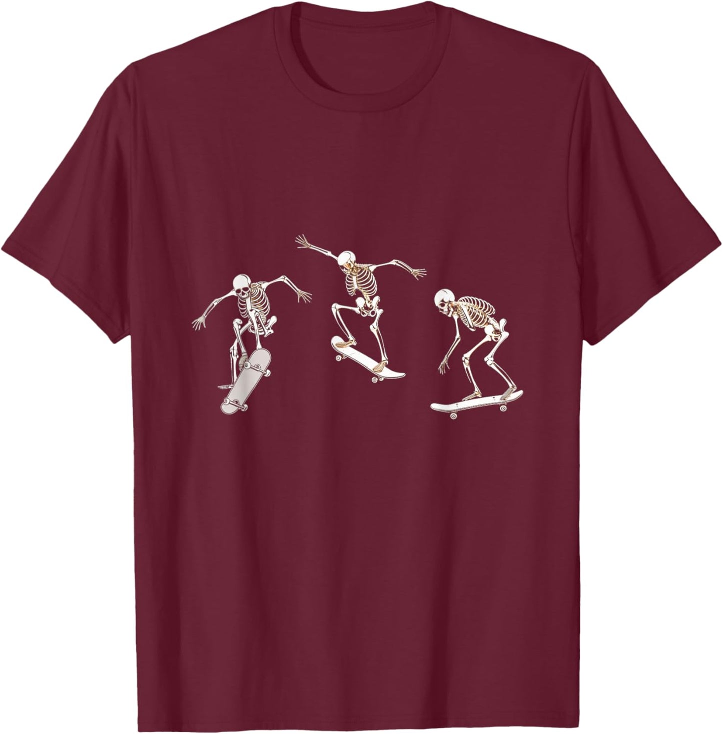 Skateboarding Skeleton Skater Bones Tricks T-Shirt - T-Shirt | Maroon