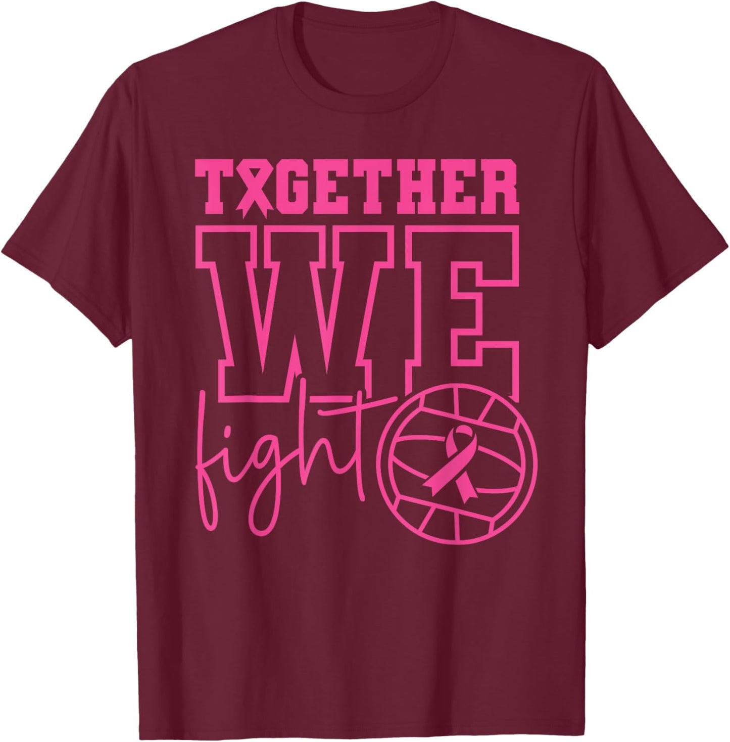Water Polo Together We Fight Support Breast Cancer Awareness T-Shirt - T-Shirt | Maroon