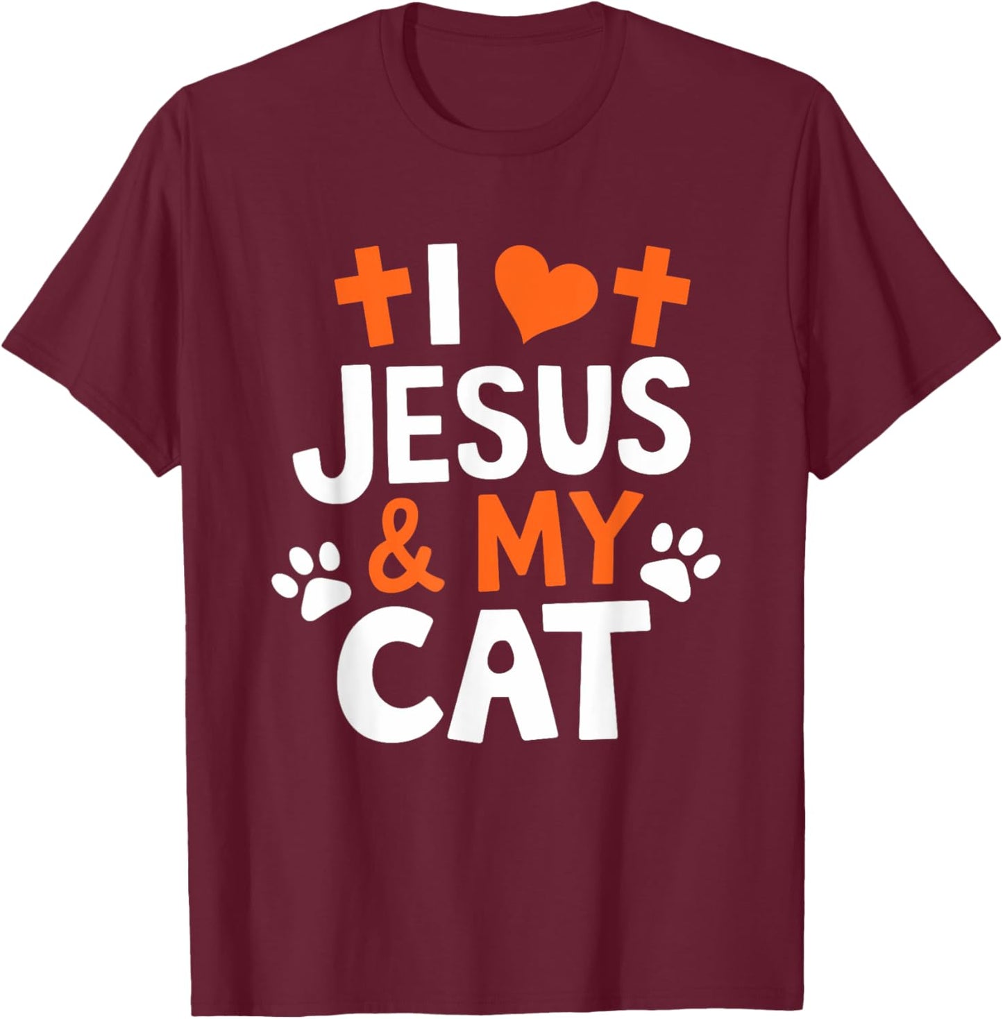 I love Jesus and my cat, Christian God Believer Christianity T-Shirt - T-Shirt | Maroon