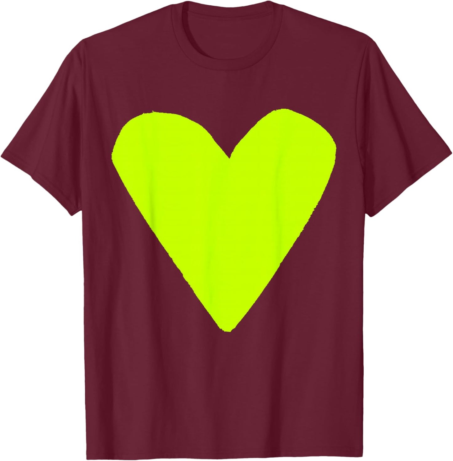 Cute Lime Green Heart T-Shirt - T-Shirt | Maroon