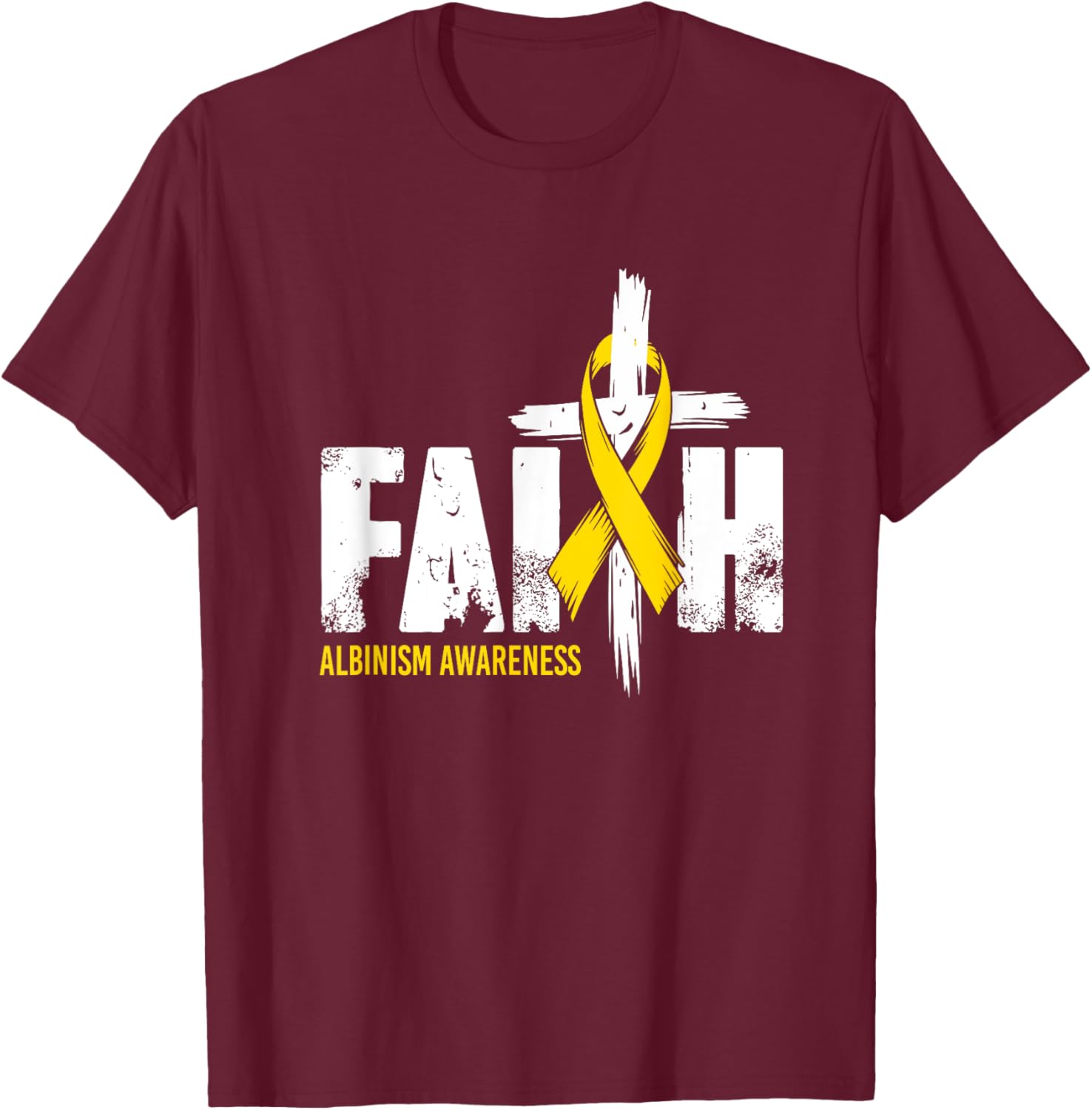 Faith Albinism Awareness Support T-Shirt - T-Shirt | Maroon