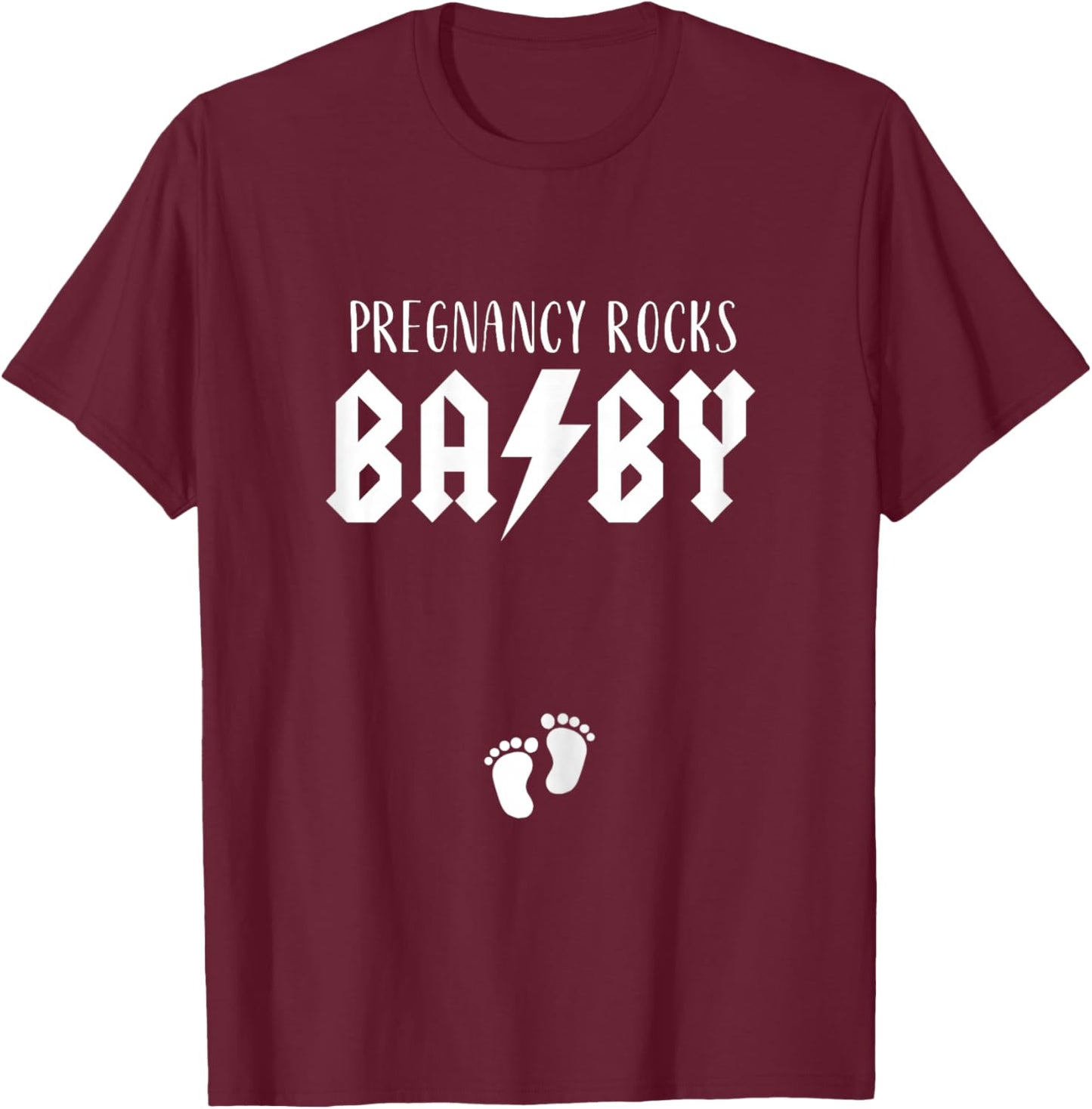 Pregnancy Rock Pregnant Mom Baby Announcement Band Music T-Shirt - T-Shirt | Maroon