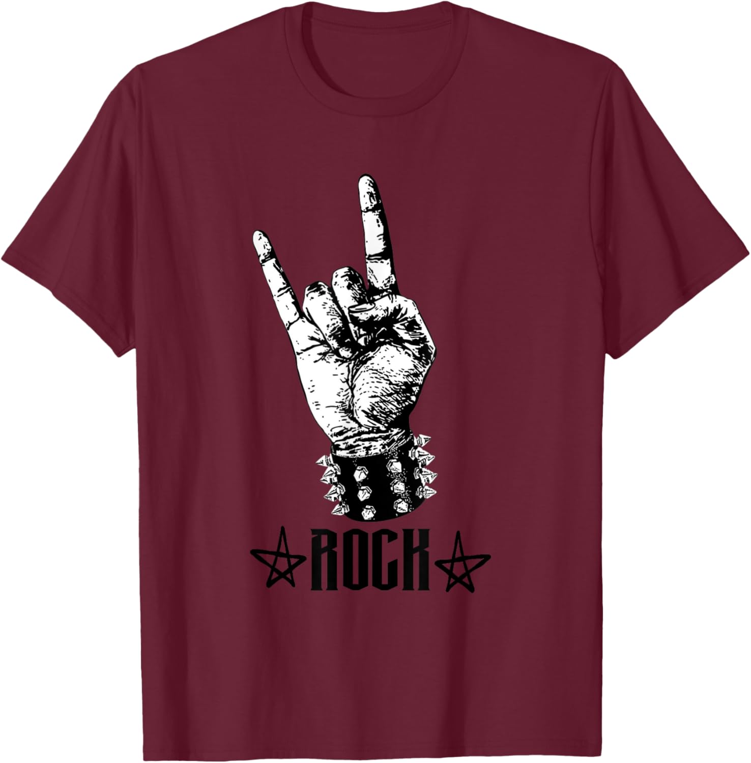 Born To Be Rock Star - Cool Hand Horns Design T-Shirt - T-Shirt | Maroon