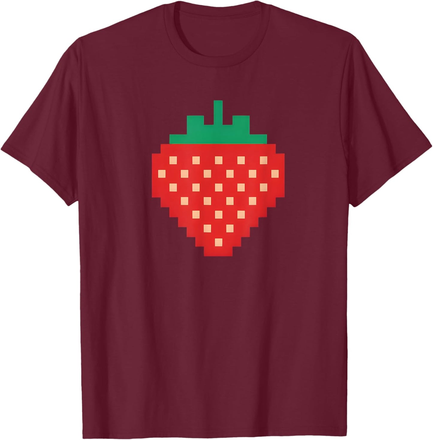 Pixel Strawberry 80s Video Game Halloween Costume T-Shirt - T-Shirt | Maroon