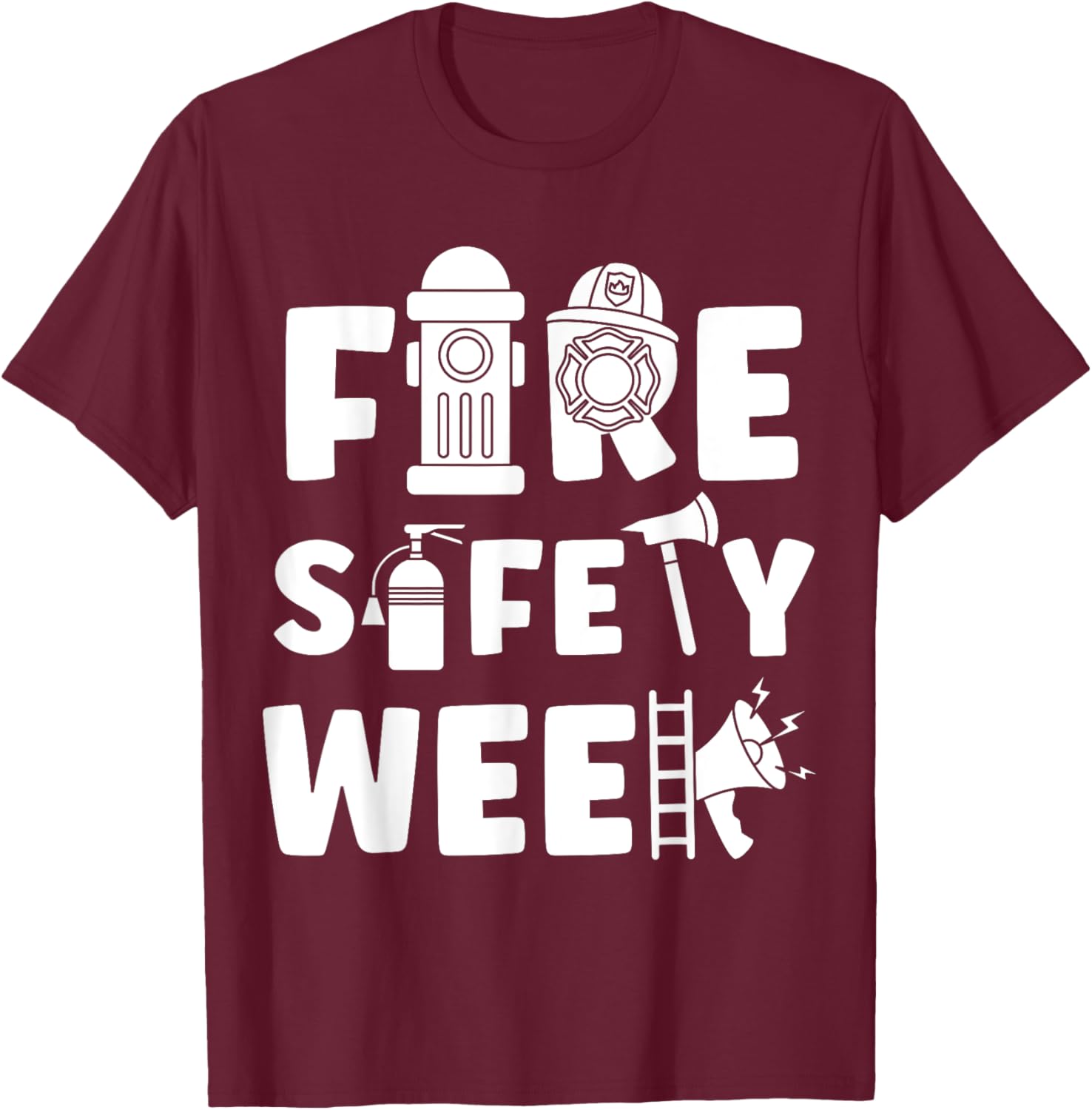 Fire Safety Week Prevention Month Firefighter Stop Drop Roll T-Shirt - T-Shirt | Maroon