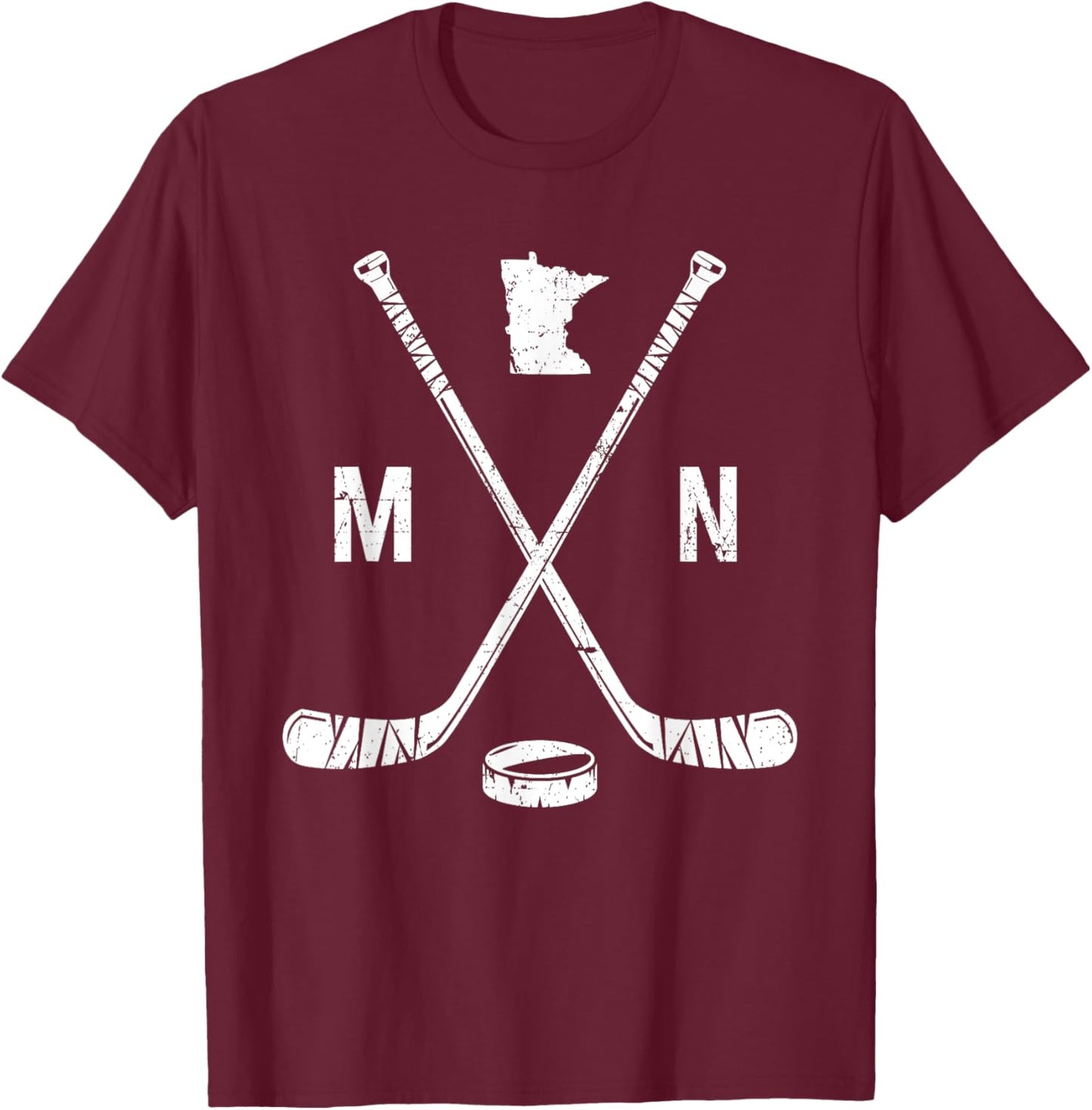 Minnesota MN Ice Hockey Sticks Sports Team Fan T-Shirt - T-Shirt | Maroon