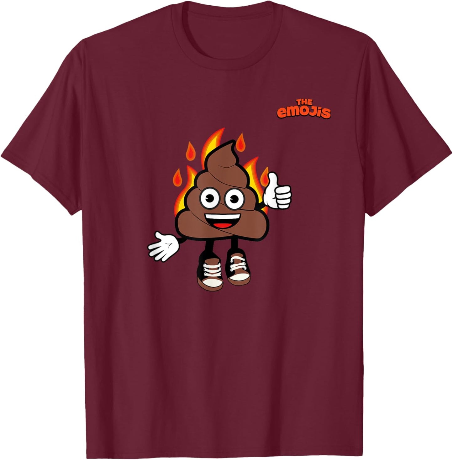 Emoji Happy Fire Poo Thumb Up T-Shirt - T-Shirt | Maroon