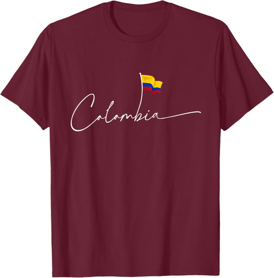 Colombia Pride Flag Colombian National Expat T-Shirt - T-Shirt | Maroon