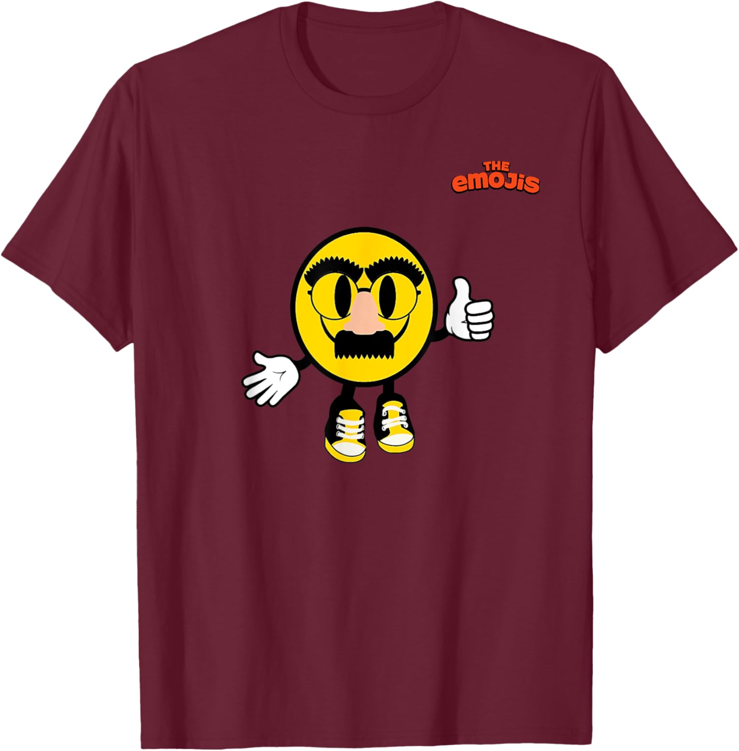Emoji Groucho Yellow Face Thumb Up T-Shirt - T-Shirt | Maroon