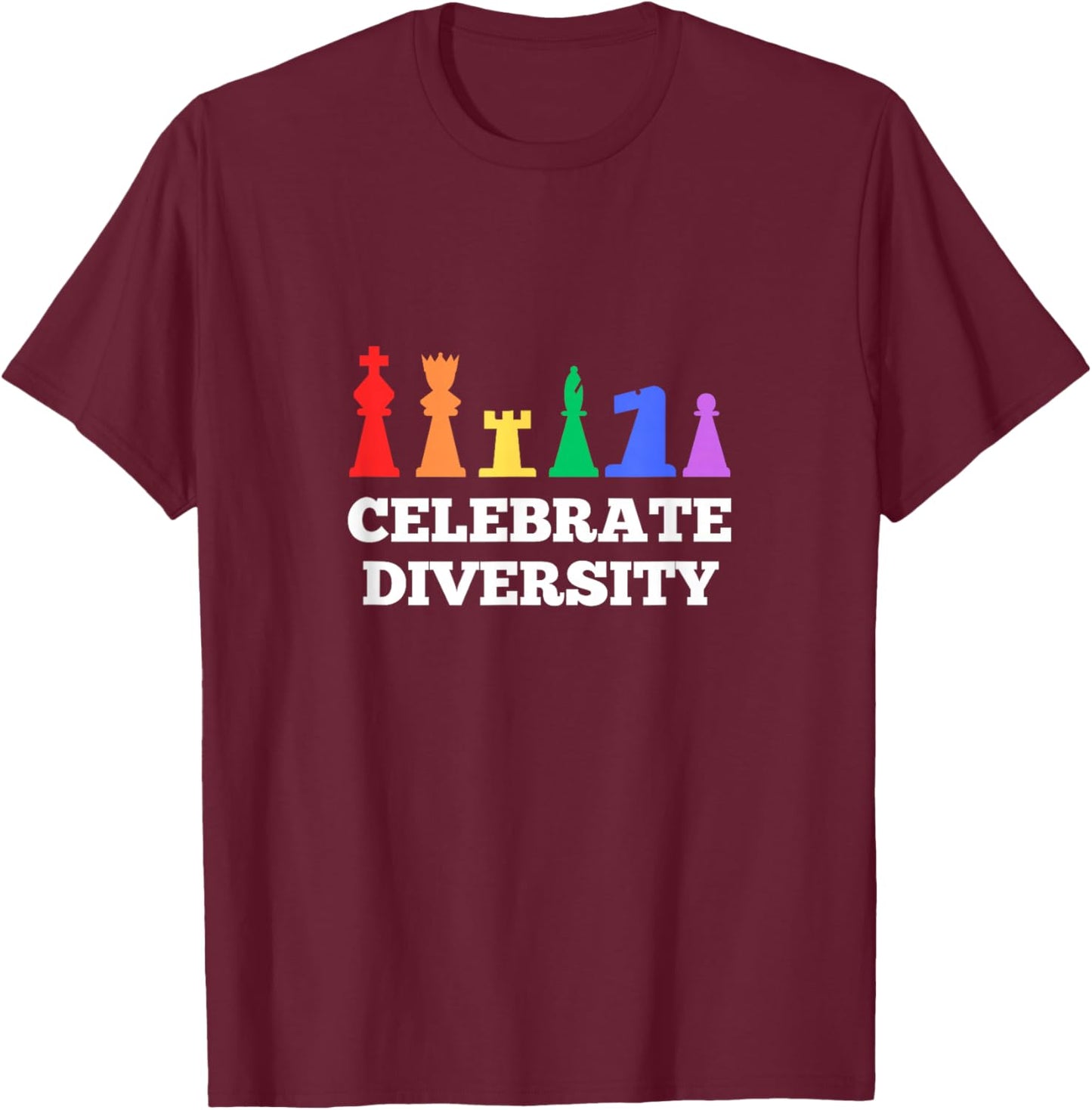 Rainbow Chess - Celebrate Diversity Rainbow Flag T-Shirt - T-Shirt | Maroon