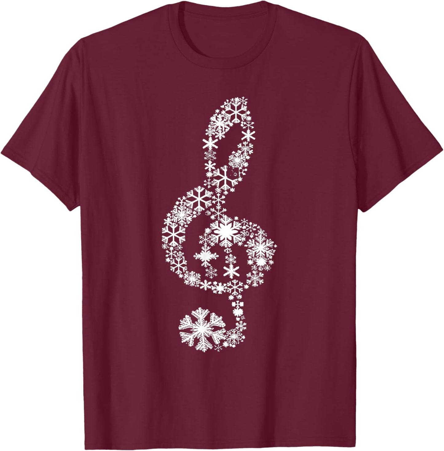 Winter Melody Snowflakes Treble Clef Music Notes Men Women T-Shirt - T-Shirt | Maroon