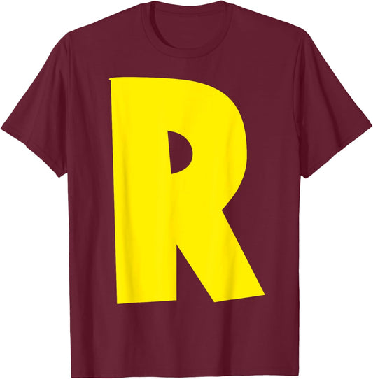 "R" Letter Chipmunk Group Matching Funny Halloween Letter R T-Shirt - T-Shirt | Maroon