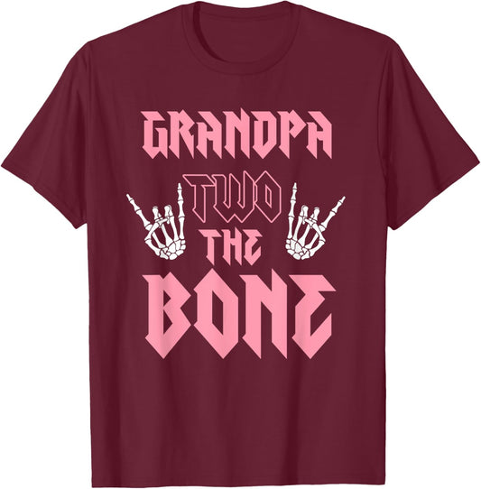 Grandpa Two the Bone Birthday 2 Years Old Birthday Girl T-Shirt - T-Shirt | Maroon